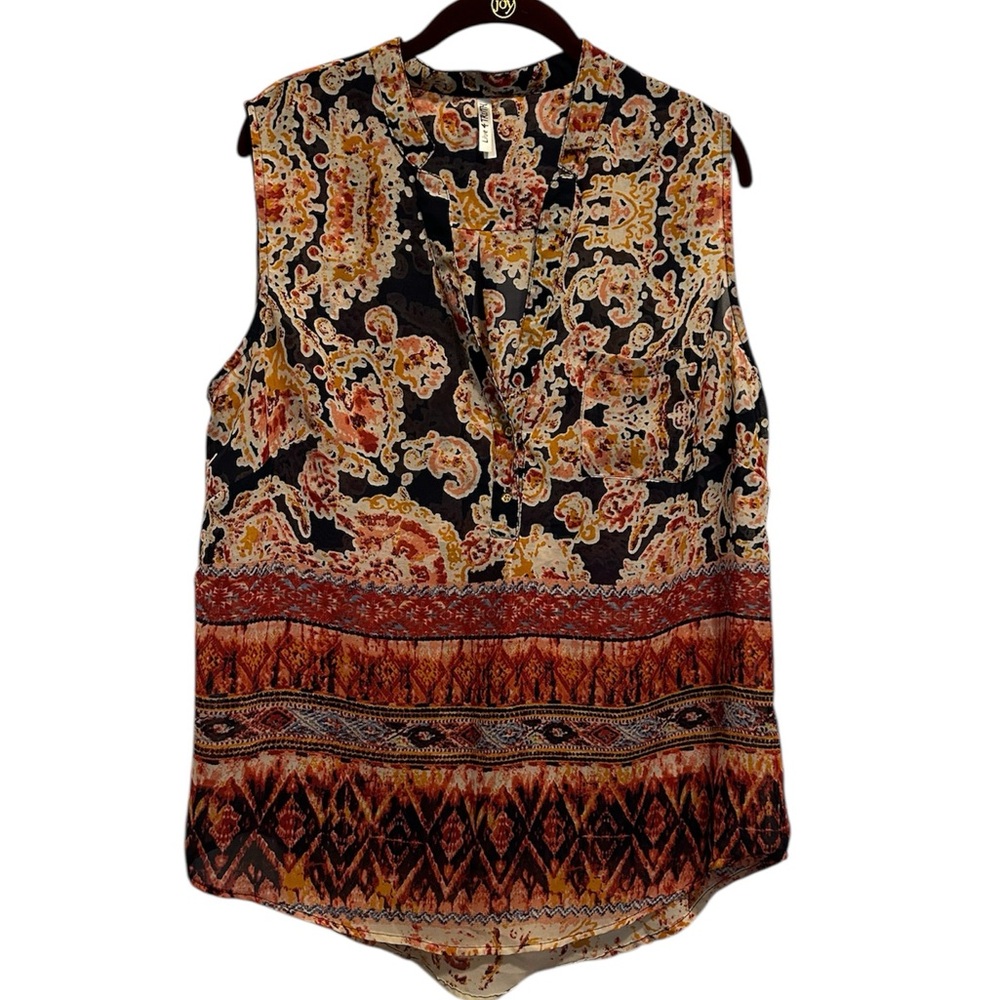 1X Live 4 Truth Multi Color Sheer Blouse